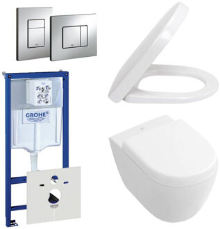 Villeroy & Boch Subway Compact Toiletset - directflush - inbouwreservoir - diepspoel wandcloset - bedieningsplaat verticaal/horizontaal - chroom 0720001/0729205/1024232/1025456/ Wit