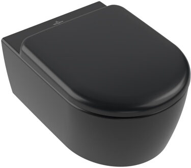 Villeroy & Boch Toilet Villeroy & Boch Skyla Combipack met Zitting 49x36x35 cm TwistFlush Pure Black CeramicPlus Zwart