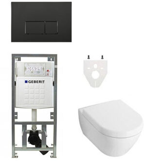 Villeroy & Boch Villeroy Boch Subway 2.0 DirectFlush Toiletset - geberit reservoir - bedieningsplaat rechthoekige knoppen - softclose - mat zwart 0701131/SW706189/0124060/GA26028 Wit alpin glans
