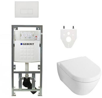 Villeroy & Boch Villeroy Boch Subway 2.0 DirectFlush Toiletset - geberit reservoir - bedieningsplaat rechthoekige knoppen - softclose - wit 0701131/SW706187/0124060/ga26028/