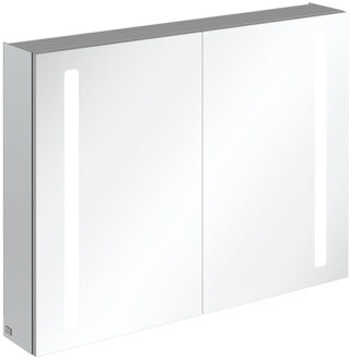 Villeroy & Boch Villeroy en Boch My View 14+ spiegelkast met 2 deuren met LED verlichting verticaal 80x75x17.3cm incl. afsluitbare medicijnbox A4338000 Zilver