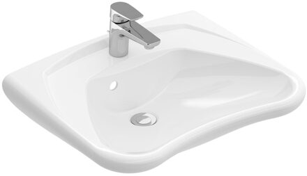 Villeroy & Boch Villeroy en Boch Omnia Vita wastafel met kraangat en overloop 60x49cm ceramic+ wit 711963R1 Wit Alpin