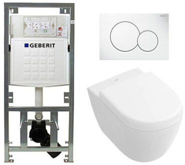 Villeroy & Boch Villeroy en Boch Subway 2.0 compact DirectFlush toiletset met Geberit reservoir en bedieningsplaat softclose met quickrelease wit