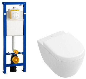 Villeroy & Boch Villeroy en Boch Subway 2.0 compact DirectFlush toiletset met Wisa reservoir en bedieningsplaat softclose met quickrelease wit