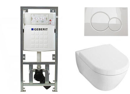 Villeroy & Boch Villeroy en Boch Subway 2.0 Compact met softclose zitting toiletset met geberit inbouwreservoir en sigma 01 drukplaat wit