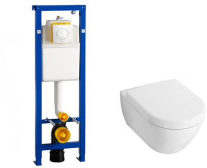 Villeroy & Boch Villeroy en Boch Subway 2.0 Compact met softclose zitting toiletset met Wisa XS inbouwreservoir en Argos bedieningspaneel wit