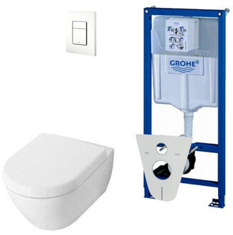 Villeroy & Boch Villeroy en Boch Subway 2.0 DirectFlush softclose toiletset met Grohe reservoir en bedieningsplaat wit