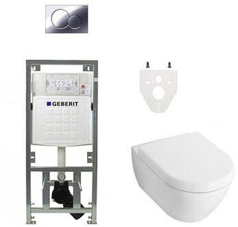Villeroy & Boch Villeroy en Boch Subway 2.0 DirectFlush toiletset met Geberit reservoir en bedieningsplaat softclose chroom