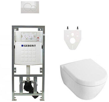 Villeroy & Boch Villeroy en Boch Subway 2.0 DirectFlush toiletset met Geberit reservoir en bedieningsplaat softclose wit