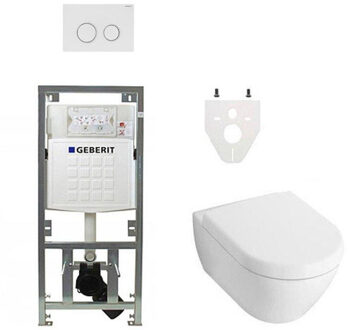 Villeroy & Boch Villeroy en Boch Subway 2.0 DirectFlush toiletset met Geberit reservoir en zitting met softclose bedieningsplaat sigma20 wit