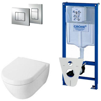 Villeroy & Boch Villeroy en Boch Subway 2.0 DirectFlush toiletset softclose met Grohe reservoir en bedieningsplaat chroom
