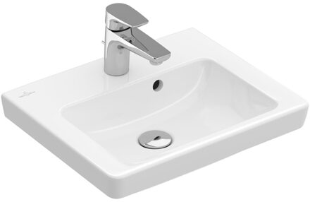 Villeroy & Boch Villeroy en Boch Subway 2.0 fontein onderzijde geslepen 50x40cm inclusief kraangat met overloop 73155GR1 Wit Alpin glans