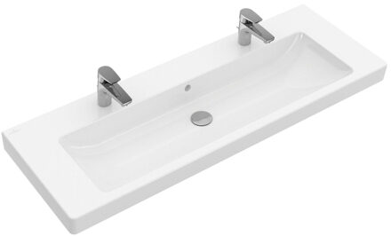 Villeroy & Boch Villeroy en Boch Subway 2.0 meubelwastafel 130x47cm 2 kraangaten met overloop ceramic+ wit 7176d2r1 Wit Alpin