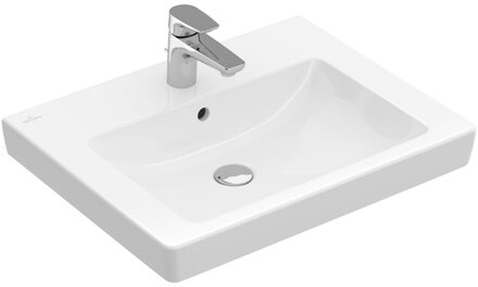 Villeroy & Boch Villeroy en Boch Subway 2.0 wastafel 60x47cm 1 kraangat met overloop ceramic+ wit 711360r1 Wit Alpin