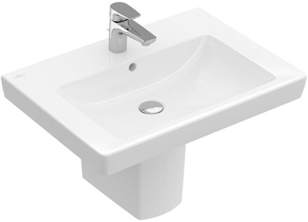 Villeroy & Boch Villeroy en Boch Subway 2.0 wastafel 65x47cm 1 kraangat met overloop ceramic+ wit 711365R1 Wit Alpin