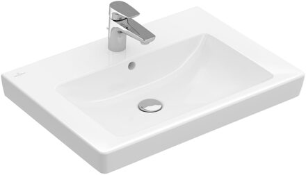 Villeroy & Boch Villeroy en Boch Subway 2.0 wastafel geslepen 65x47cm met kraangat met overloop wit 7113kg01 Wit Alpin