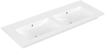 Villeroy & Boch Villeroy en Boch Venticello meubelwastafel dubbel zonder kraangat 130x50cm met overloop ceramic+ wit 4111djr1 Wit Alpin