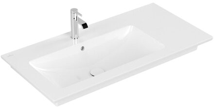 Villeroy & Boch Villeroy en Boch Venticello meubelwastafel met wasbak links met 1 kraangat doorgestoken 100x50cm (geschikt voor 3 kraangaten) met overloop ceramic+ wit 4134l1r1 Wit Alpin