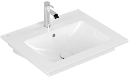 Villeroy & Boch Villeroy en Boch Venticello wastafel met 1 kraangat 60x50cm (geschikt voor 3 kraangaten) met overloop ceramic + wit 412460r1 Wit Alpin CeramicPlus