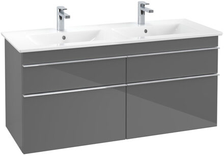 Villeroy & Boch Villeroy en boch Venticello wastafelonderkast 125.3x59cm 4x lade glossy grey a93001fp Grijs hoogglans