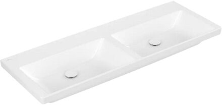 Villeroy & Boch Wastafel Villeroy & Boch Subway 3.0 Dubbele wasbak Met CerampicPlus Zonder Kraangat Zonder Overloop 130x47x16.5 cm Stone White Villeroy & Boch