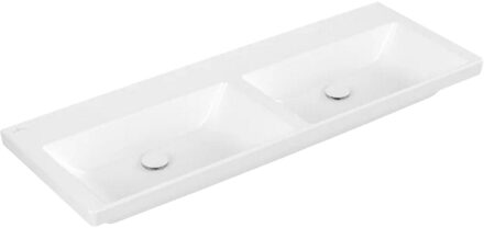Villeroy & Boch Wastafel Villeroy & Boch Subway 3.0 Dubbele wasbak Met CerampicPlus Zonder Kraangat Zonder Overloop 130x47x16.5 cm Stone White Wit