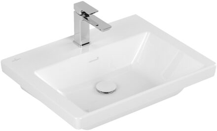 Villeroy & Boch Wastafel Villeroy & Boch Subway 3.0 Met CeramicPlus 1 Kraangat Geen Overloop 60x47x16.5 cm Wit Alpin