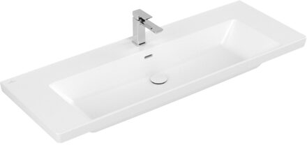 Villeroy & Boch Wastafel Villeroy & Boch Subway 3.0 Met CeramicPlus 1 Kraangat Met Overloop 130x47x16.5 cm Stone White Wit