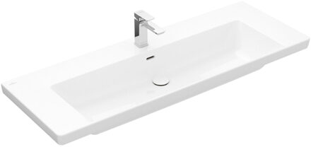 Villeroy & Boch Wastafel Villeroy & Boch Subway 3.0 Met CeramicPlus 1 Kraangat Met Overloop 130x47x16.5 cm Wit Alpin Villeroy & Boch