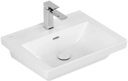 Villeroy & Boch Wastafel Villeroy & Boch Subway 3.0 Met CeramicPlus 1 Kraangat Met Overloop 55x44x16.5 cm Stone White Villeroy & Boch