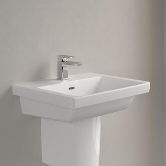 Villeroy & Boch Wastafel Villeroy & Boch Subway 3.0 Met CeramicPlus 1 Kraangat Met Overloop 55x44x16.5 cm Stone White Villeroy & Boch