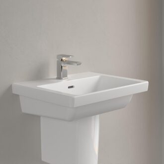 Villeroy & Boch Wastafel Villeroy & Boch Subway 3.0 Met CeramicPlus 1 Kraangat Met Overloop 55x44x16.5 cm Stone White Wit