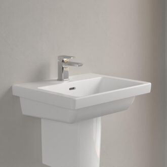 Villeroy & Boch Wastafel Villeroy & Boch Subway 3.0 Met CeramicPlus 1 Kraangat Met Overloop 55x44x16.5 cm Stone White Wit
