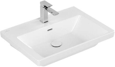 Villeroy & Boch Wastafel Villeroy & Boch Subway 3.0 Met CeramicPlus 1 Kraangat Met Overloop 65x47x16.5 cm Stone White Wit