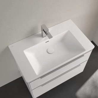 Villeroy & Boch Wastafel Villeroy & Boch Subway 3.0 Met CeramicPlus 1 Kraangat Met Overloop 80x47x16.5 cm Stone White Villeroy & Boch