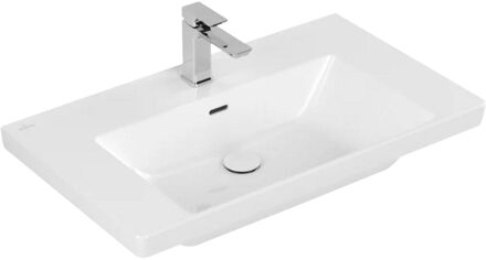 Villeroy & Boch Wastafel Villeroy & Boch Subway 3.0 Met CeramicPlus 1 Kraangat Met Overloop 80x47x16.5 cm Wit Alpin