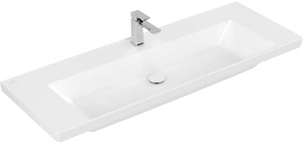 Villeroy & Boch Wastafel Villeroy & Boch Subway 3.0 Met CeramicPlus 1 Kraangat Zonder Overloop 130x47x16.5 cm Stone White Wit