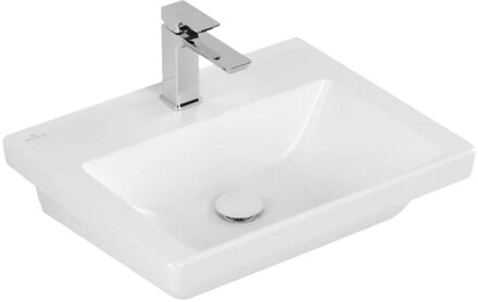 Villeroy & Boch Wastafel Villeroy & Boch Subway 3.0 Met CeramicPlus 1 Kraangat Zonder Overloop 55x44x16.5 cm Stone White Villeroy & Boch