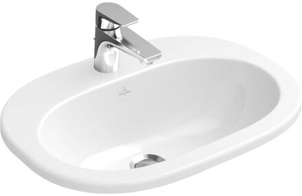 Villeroy en Boch O.novo inbouwwastafel 56x40,5cm met overloop 1 kraangat ceramic+ wit 416156R1