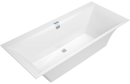 Villeroy en Boch Squaro Edge 12 bad quaryl rechthoekig 180x80x45cm incl. poten en afvoer /overloopcombinatie wit