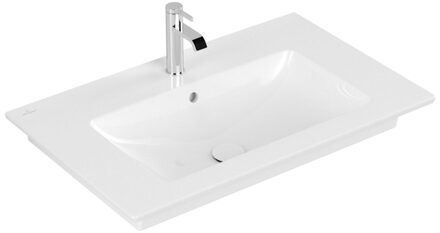 Villeroy en Boch Venticello meubelwastafel met 1 kraangat doorgestoken 80x50cm (geschikt voor 3 kraangaten) met overloop ceramic+ wit 41048lr1