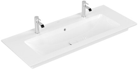 Villeroy en Boch Venticello meubelwastafel met 2 kraangaten 120x50cm met overloop ceramic+ wit 4104ckr1