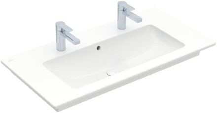 Villeroy en Boch Venticello meubelwastafel met wasbak midden met 2 kraangaten 100x50cm met overloop wit 4104ak01