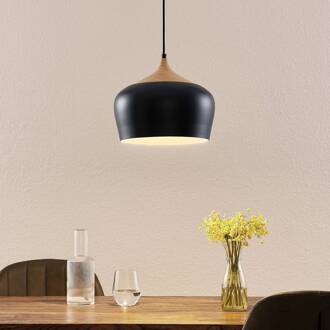 Vilsera hanglamp in zwart zwart, licht hout