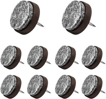 Vilt Nail 10Pcs Ronde Zware Anti-Sliding Stoel Been Floor Vilt Pad Skid Glide Diy Nail protectors 22Mm Dia bruin