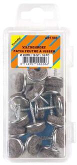 Viltglijder Met Schroef Diameter 20mm Chroom 16stuks