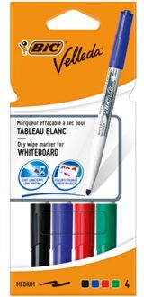 Viltstift Bic 1744 whiteboard rond ass 1.4mm blister a 4st Wit