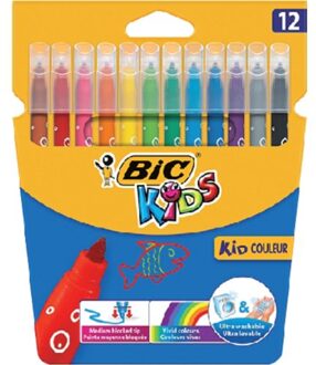 Viltstift Bic 217 kid couleur 750 assorti medium etui a 12st