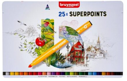 Viltstift Bruynzeel Expression super points blik a 25 stuks assorti Wit