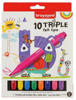 Viltstift Bruynzeel Kids Triple blister a 10 stuks assorti